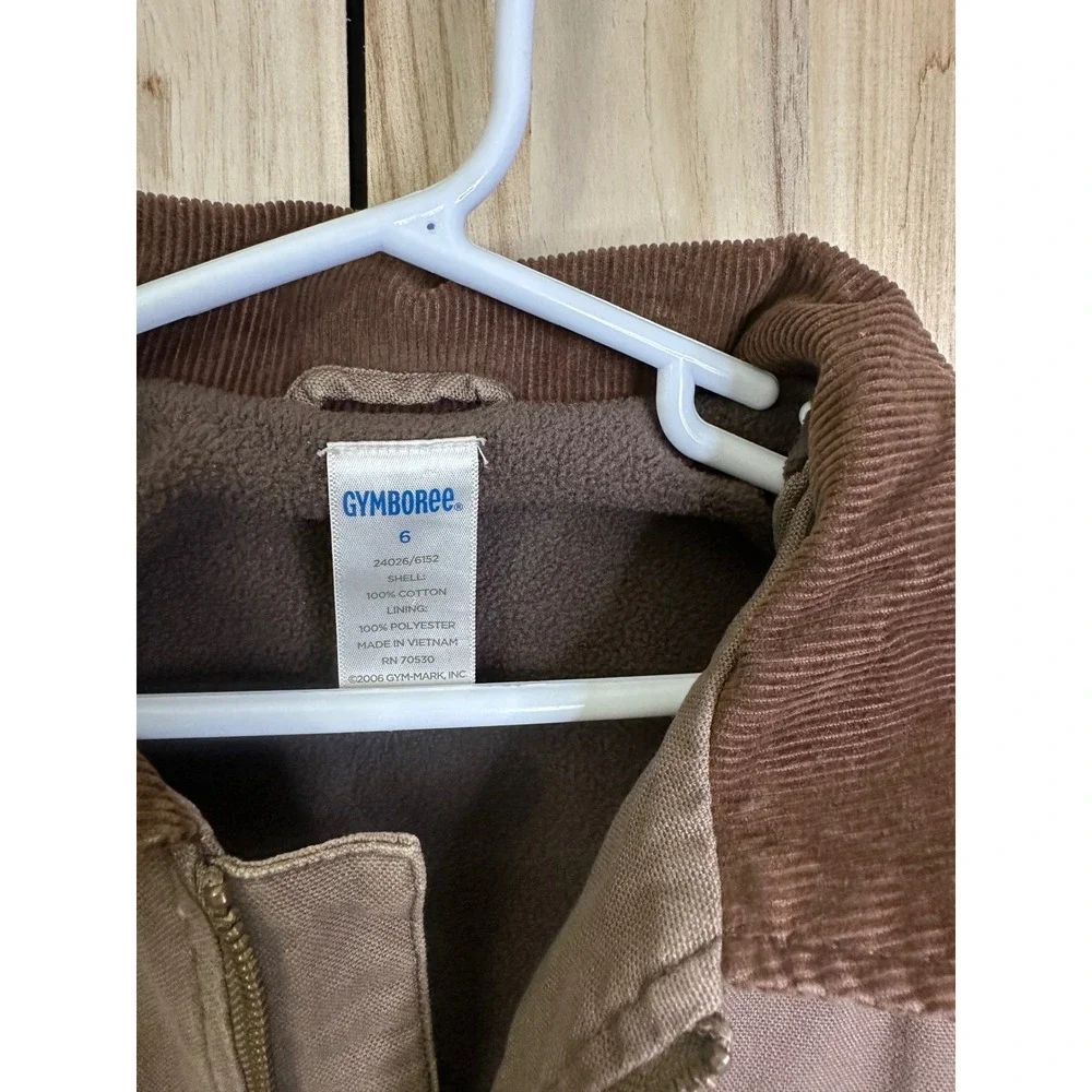 Gymboree‎ Kids Brown barn jacket Canvas Corduroy Collar Coat Jacket Size 6